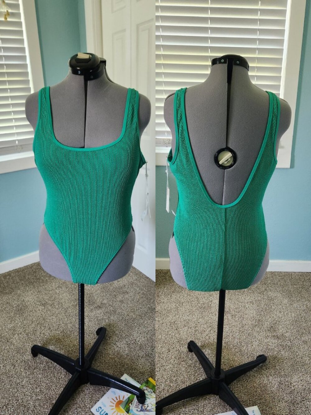 Good American Always Fits One Piece Swimsuit Green Crinkle High Leg NWT 2XL 3XL